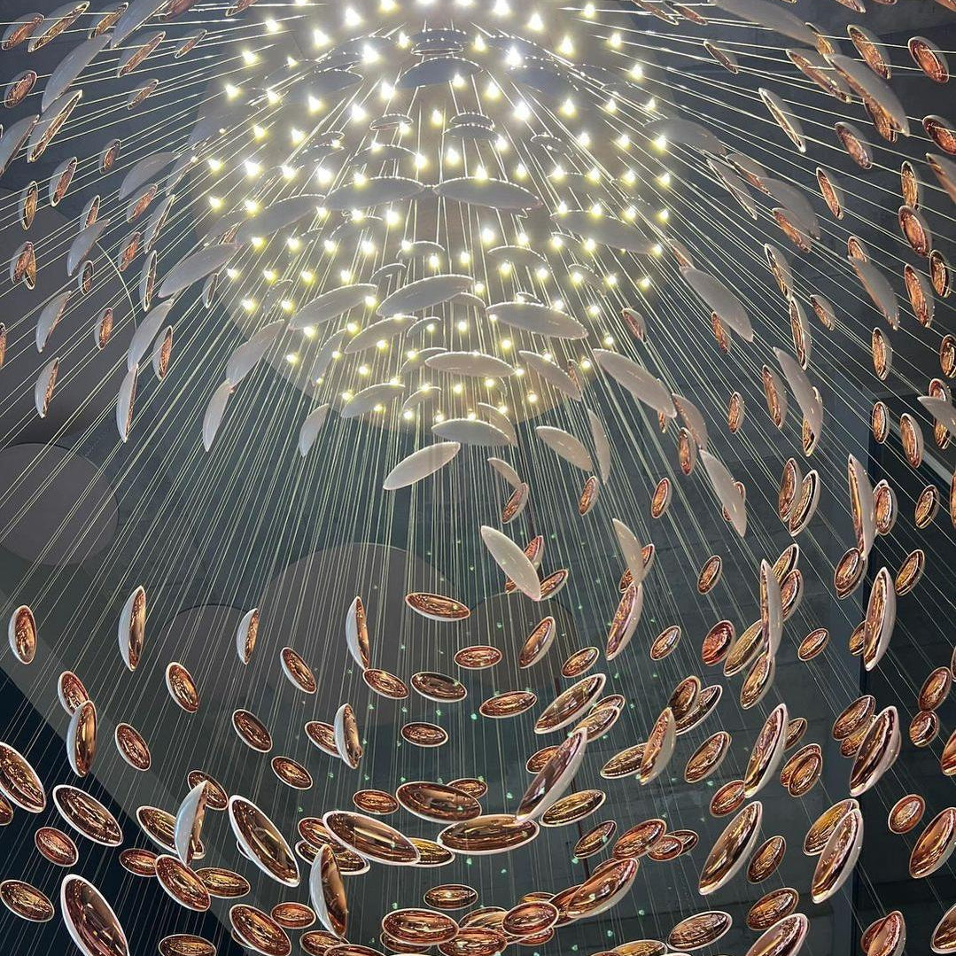 Modern Artistic Unique Golden Dragon Egg Pendant Ceiling Light Fixture for Staircase/ Sales Center/ Hotel - Blushlighting