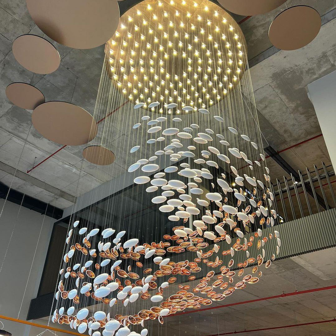 Modern Artistic Unique Golden Dragon Egg Pendant Ceiling Light Fixture for Staircase/ Sales Center/ Hotel - Blushlighting