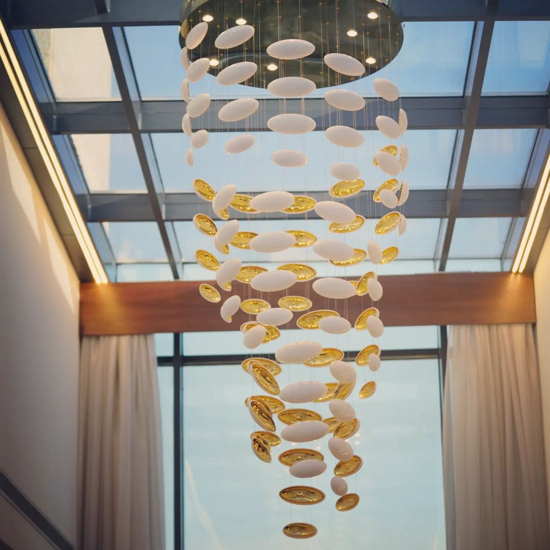 Modern Artistic Unique Golden Dragon Egg Pendant Ceiling Light Fixture for Staircase/ Sales Center/ Hotel - Blushlighting