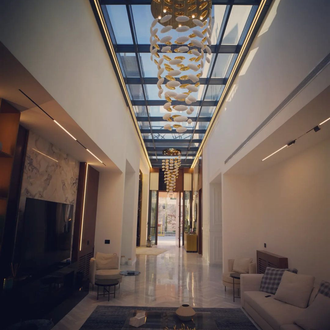 Modern Artistic Unique Golden Dragon Egg Pendant Ceiling Light Fixture for Staircase/ Sales Center/ Hotel - Blushlighting