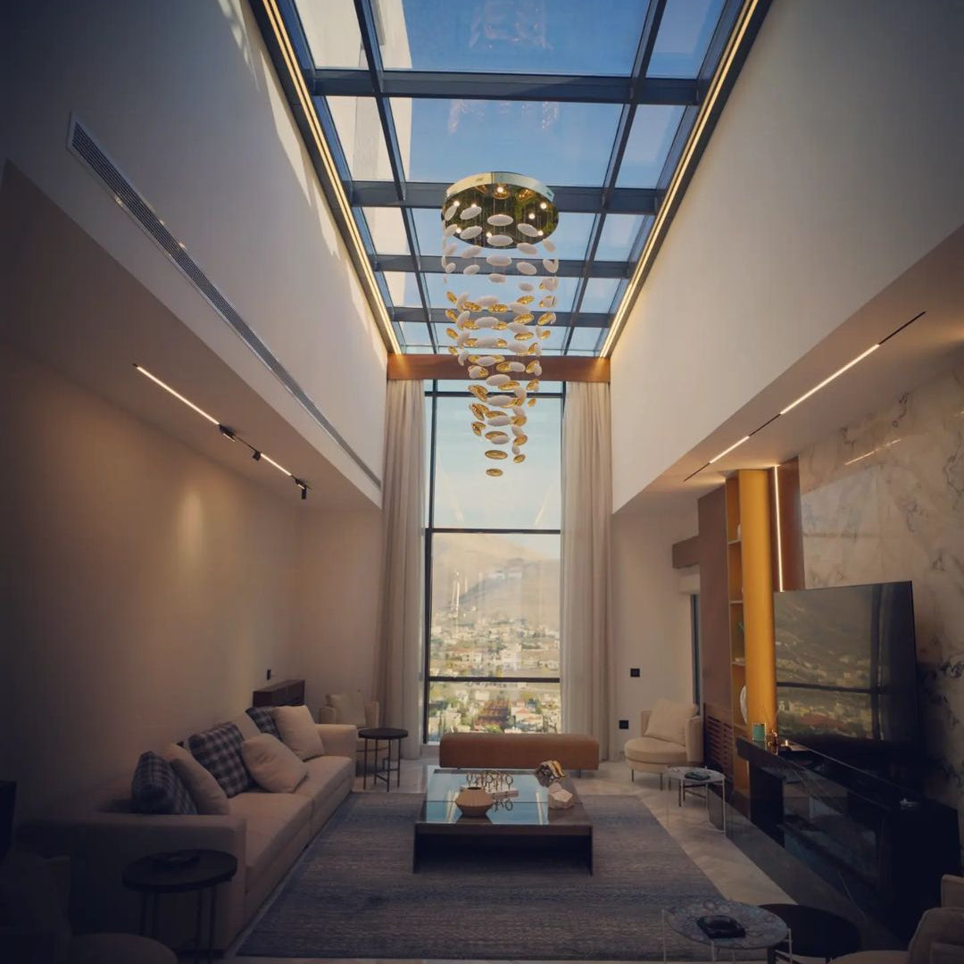 Modern Artistic Unique Golden Dragon Egg Pendant Ceiling Light Fixture for Staircase/ Sales Center/ Hotel - Blushlighting