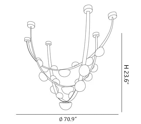 Modern Belt Alabaster Drops LED Chandelier - D70.9"* H23.6" / Dia 180cm*H 60cmWarm LightBlushlighting