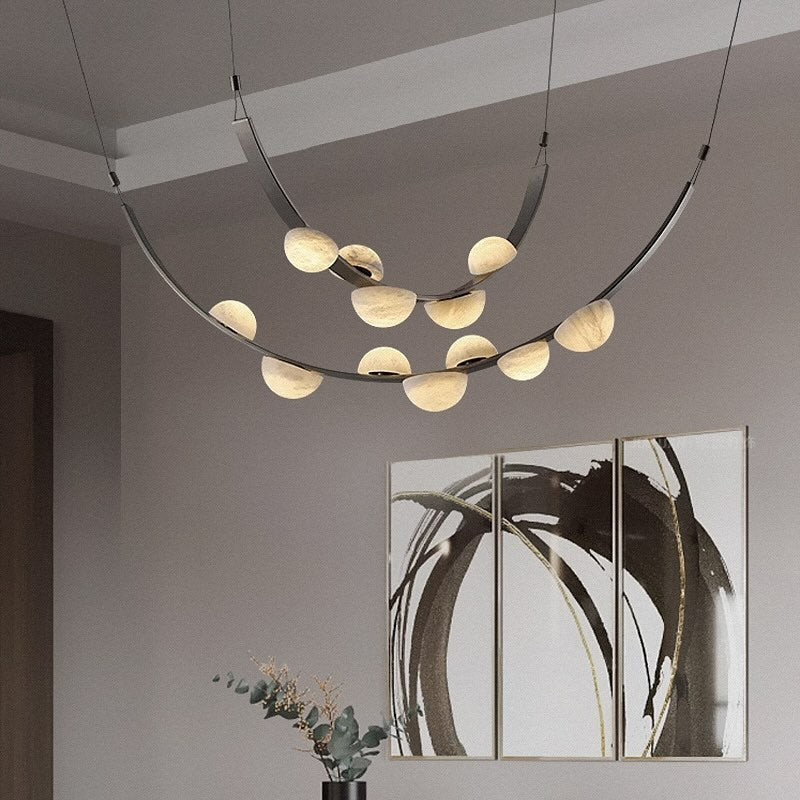 Modern Belt Alabaster Drops LED Chandelier - D74"*H47.2"/ Dia 188cm*H 120cmWarm LightBlushlighting
