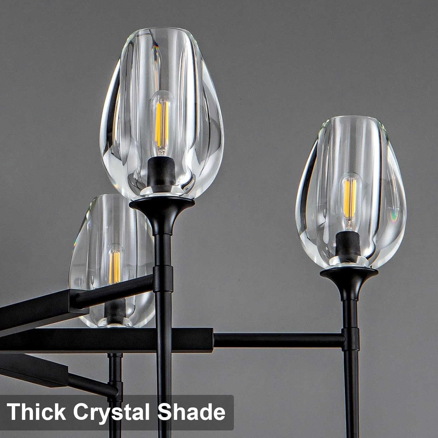 Modern Black Crystal Chandelier 6 Lights 42in Round K9 Tulip Pendant - Black - 42in - 6LightsBlushlighting