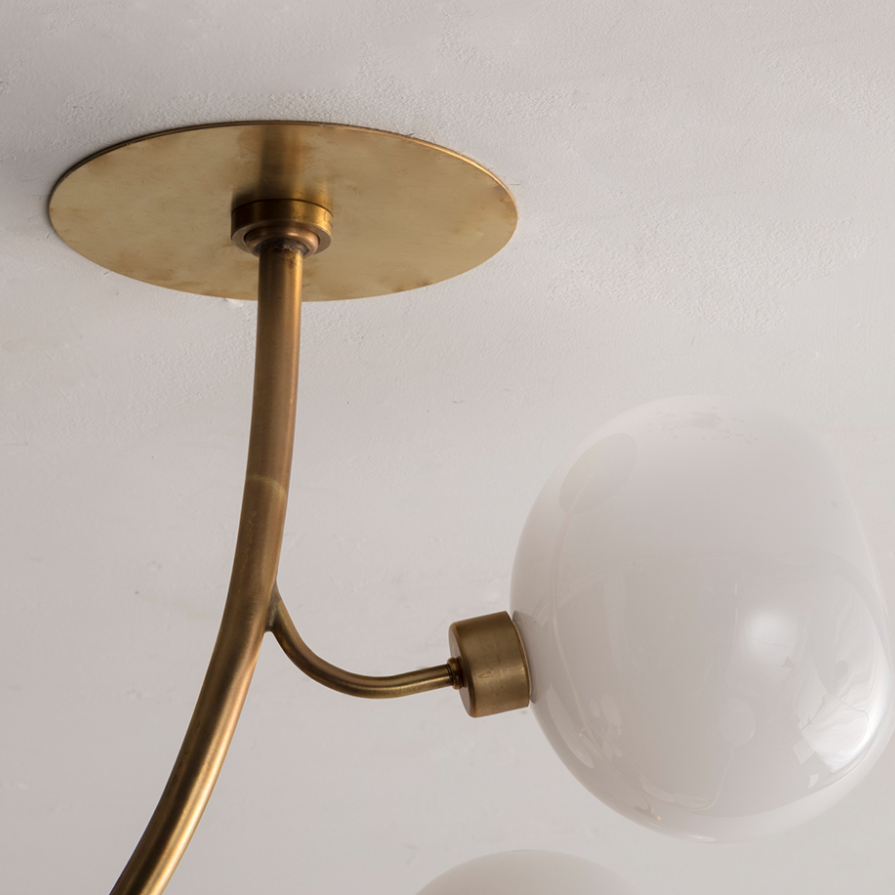 Modern Brass Branch Chandelier with Handcrafted Glass Globes-Blushlighting
