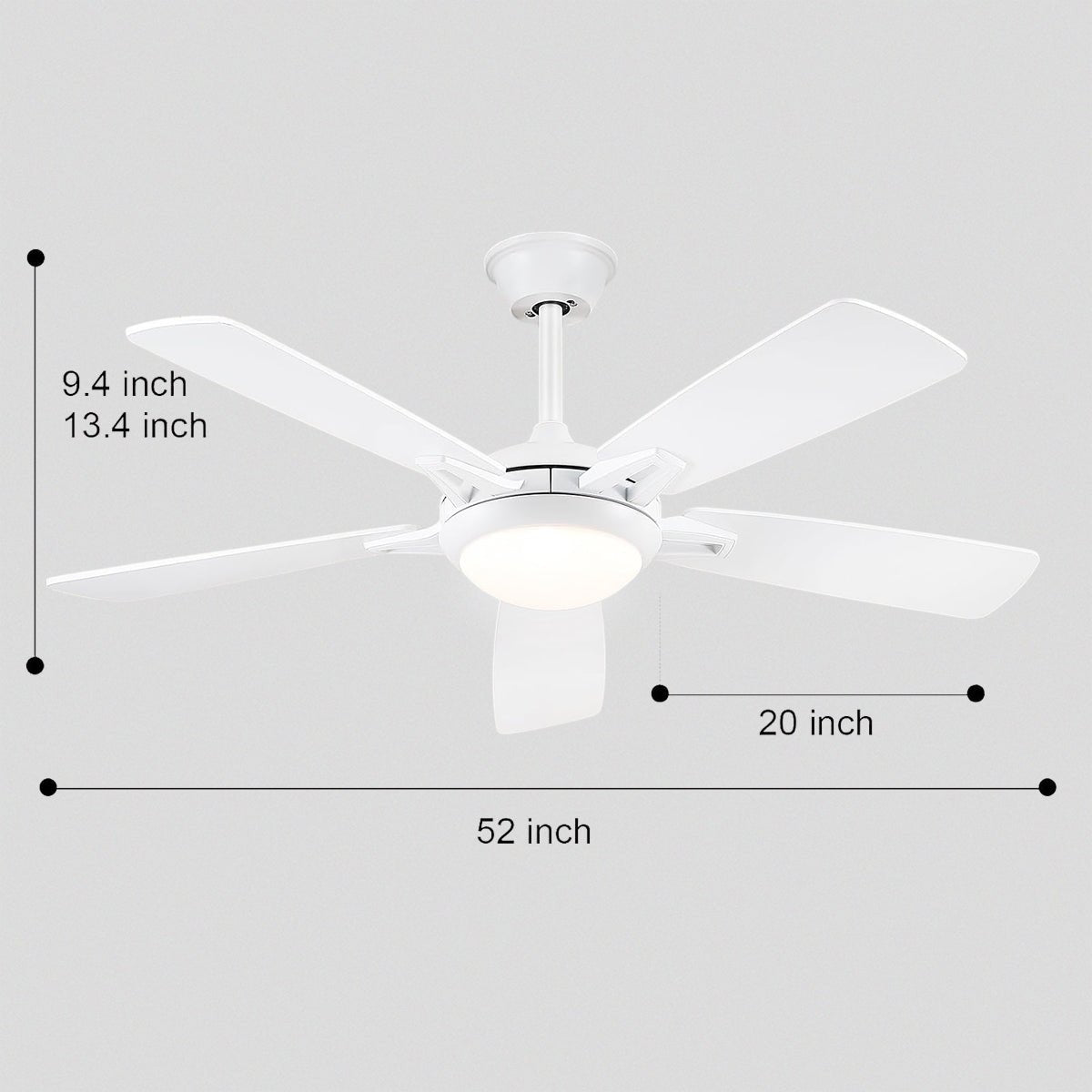 Modern Ceiling Fans with Lights 6 Speeds Reversible Dual Finish Wooden Blades 52" - Blushlighting