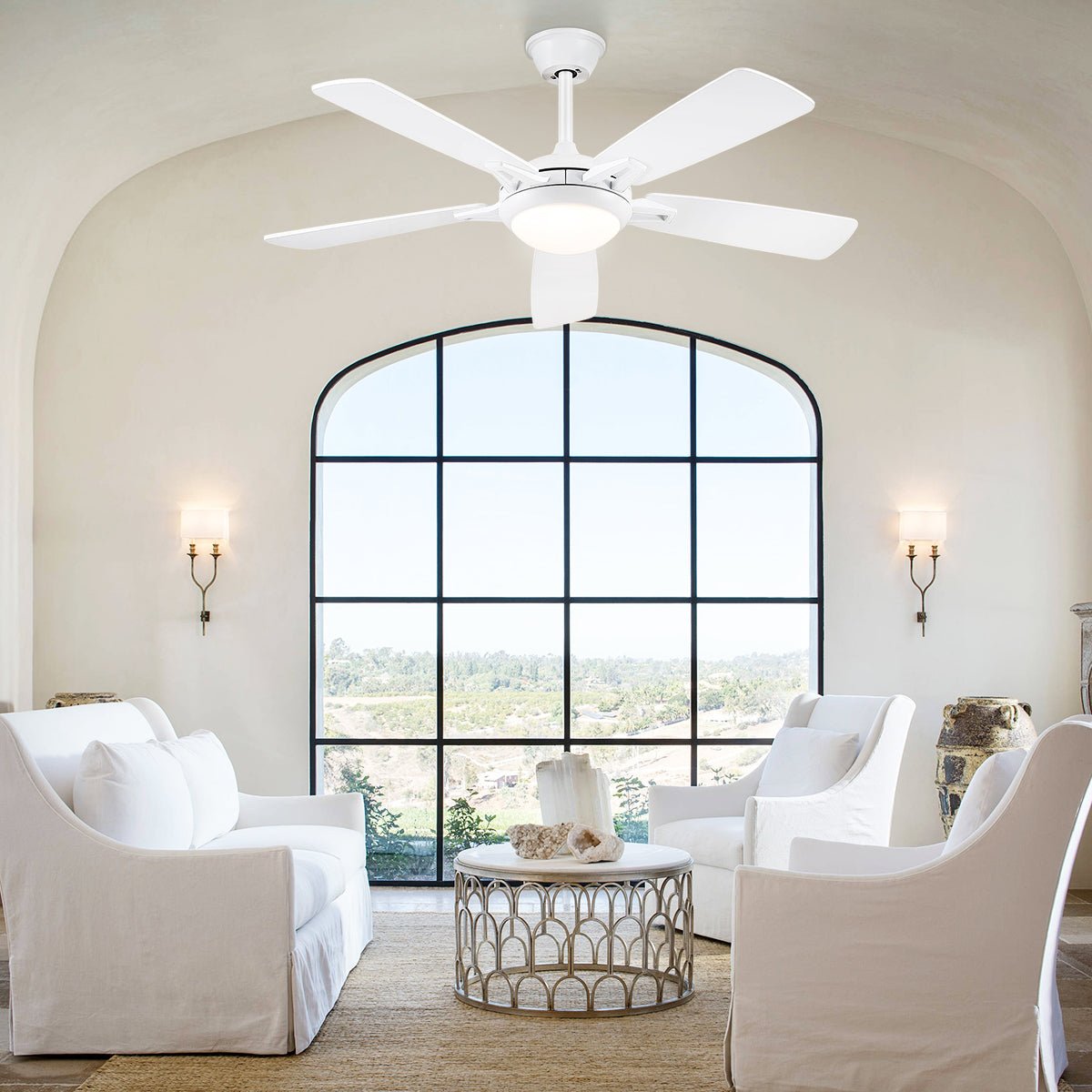 Modern Ceiling Fans with Lights 6 Speeds Reversible Dual Finish Wooden Blades 52" - Blushlighting