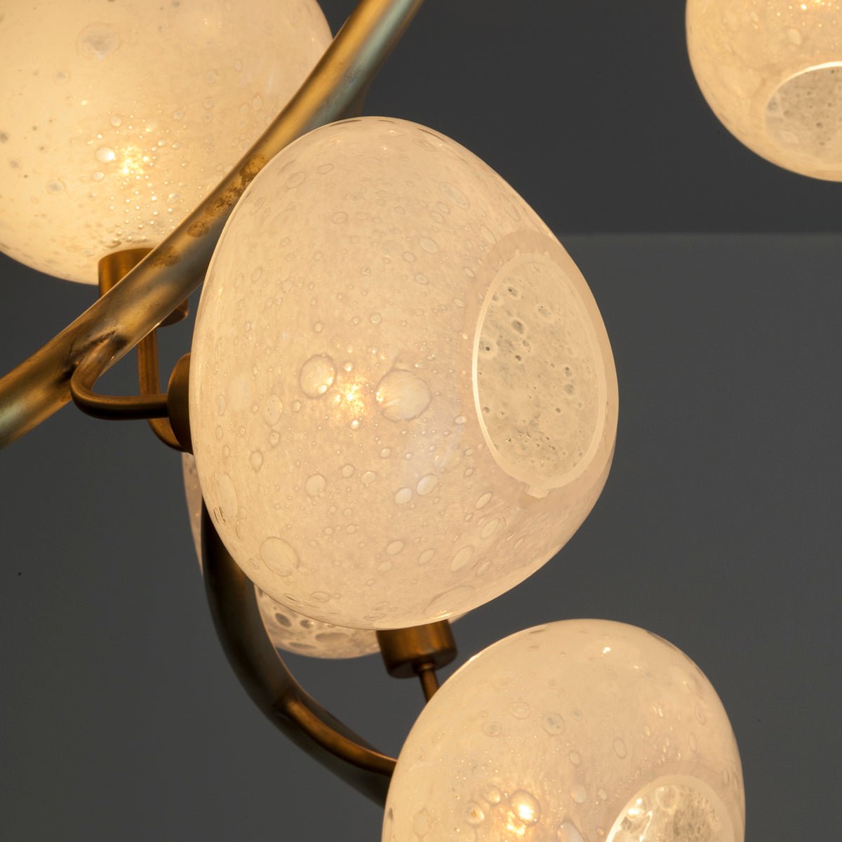 Modern Chandelier with Irregular Glass Lampshades and Brass Branches - L47"*W42"*H50"Warm LightBlushlighting