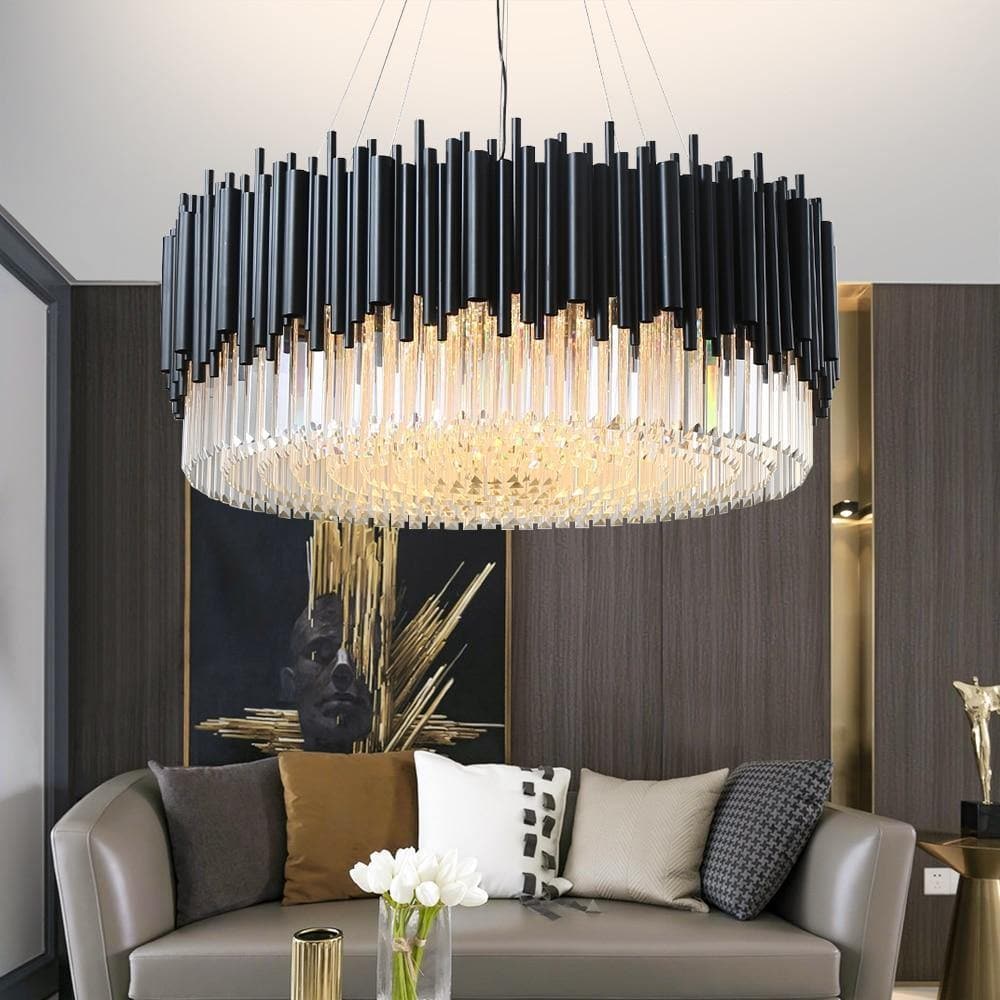 Modern Classic Black Crystal Round Chandelier 24"/ 32"/40" - W40" X H16"Blushlighting