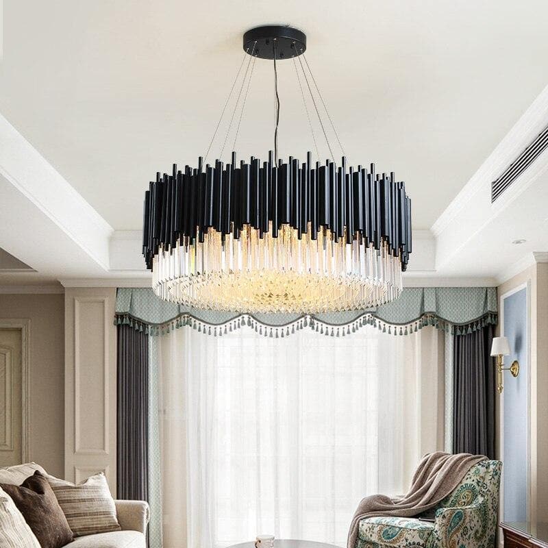 Modern Classic Black Crystal Round Chandelier 24"/ 32"/40" - W32" X H16"Blushlighting