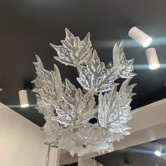 Modern Creative Clear Crystal Maple Leaf Chandelier for Living Room/Bedroom - 3 Tiers/D33.07''*H37.7''(D84cm*H96cm)Warm LightBlushlighting