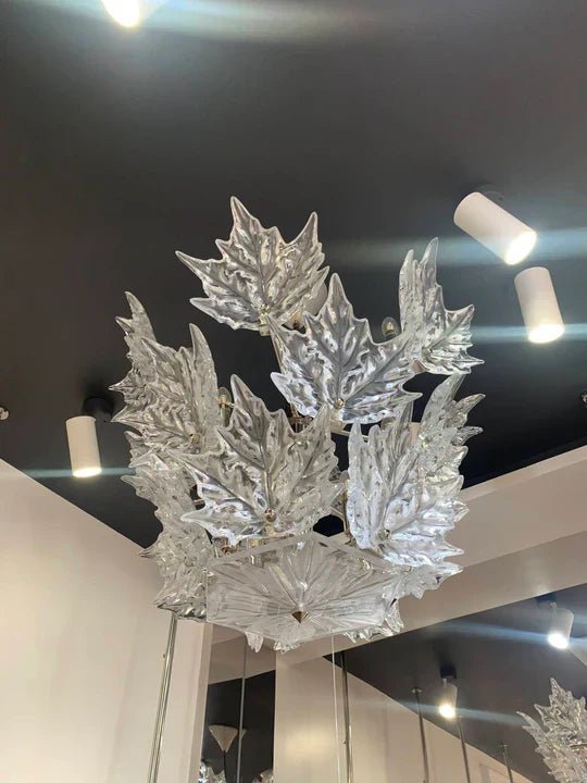 Modern Creative Clear Crystal Maple Leaf Chandelier for Living Room/Bedroom - 3 Tiers/D33.07''*H37.7''(D84cm*H96cm)Warm LightBlushlighting