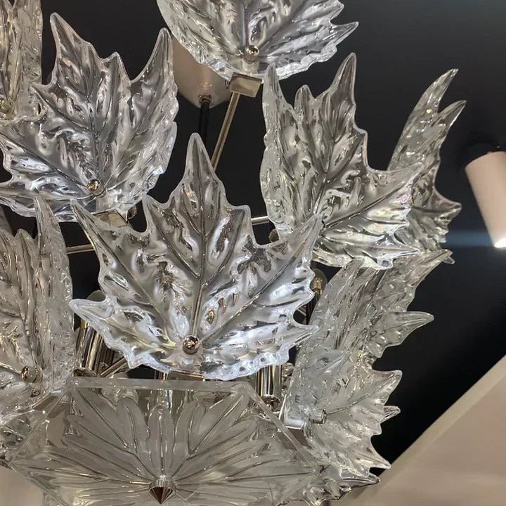 Modern Creative Clear Crystal Maple Leaf Chandelier for Living Room/Bedroom - 3 Tiers/D33.07''*H37.7''(D84cm*H96cm)Warm LightBlushlighting