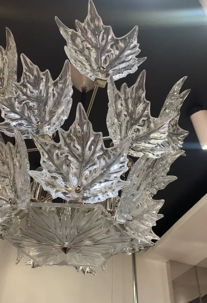 Modern Creative Clear Crystal Maple Leaf Chandelier for Living Room/Bedroom - 3 Tiers/D33.07''*H37.7''(D84cm*H96cm)Warm LightBlushlighting