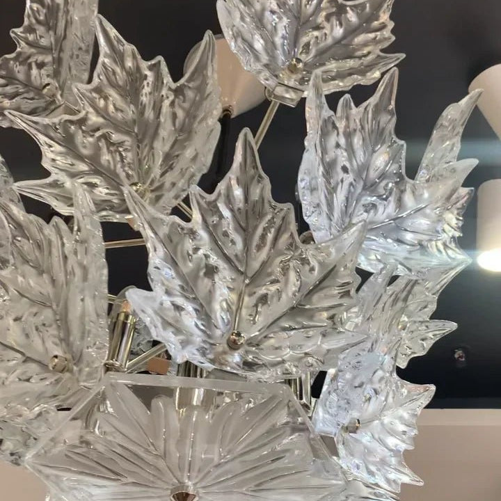 Modern Creative Clear Crystal Maple Leaf Chandelier for Living Room/Bedroom - 3 Tiers/D33.07''*H37.7''(D84cm*H96cm)Warm LightBlushlighting