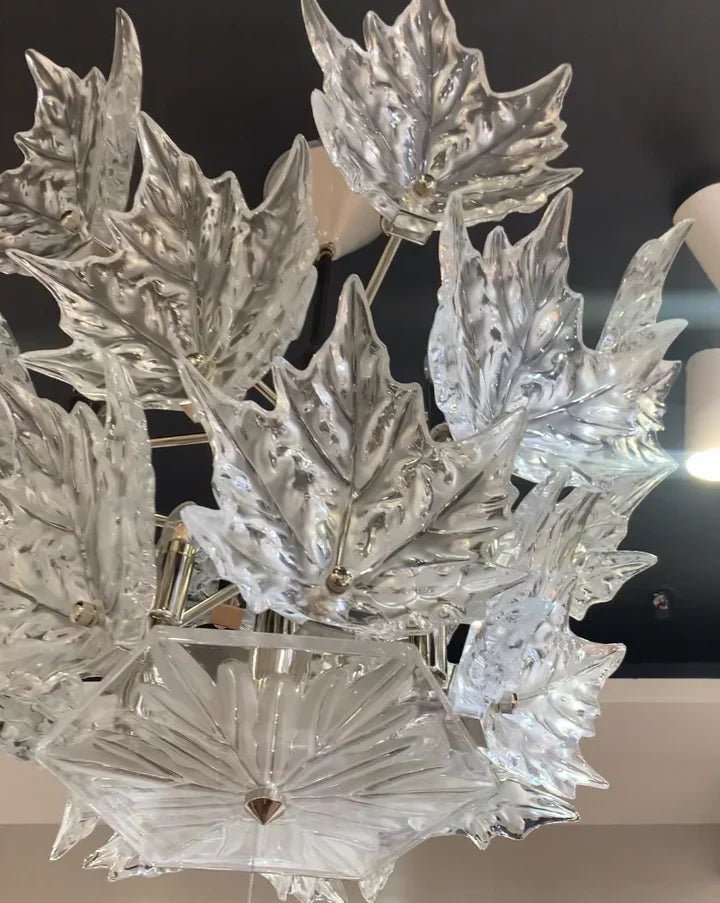 Modern Creative Clear Crystal Maple Leaf Chandelier for Living Room/Bedroom - 3 Tiers/D33.07''*H37.7''(D84cm*H96cm)Warm LightBlushlighting