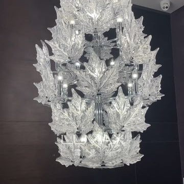 Modern Creative Clear Crystal Maple Leaf Chandelier for Living Room/Bedroom - 6 Tiers/D35.4"*H44.68"(D90cm*H113.5cm)Warm LightBlushlighting