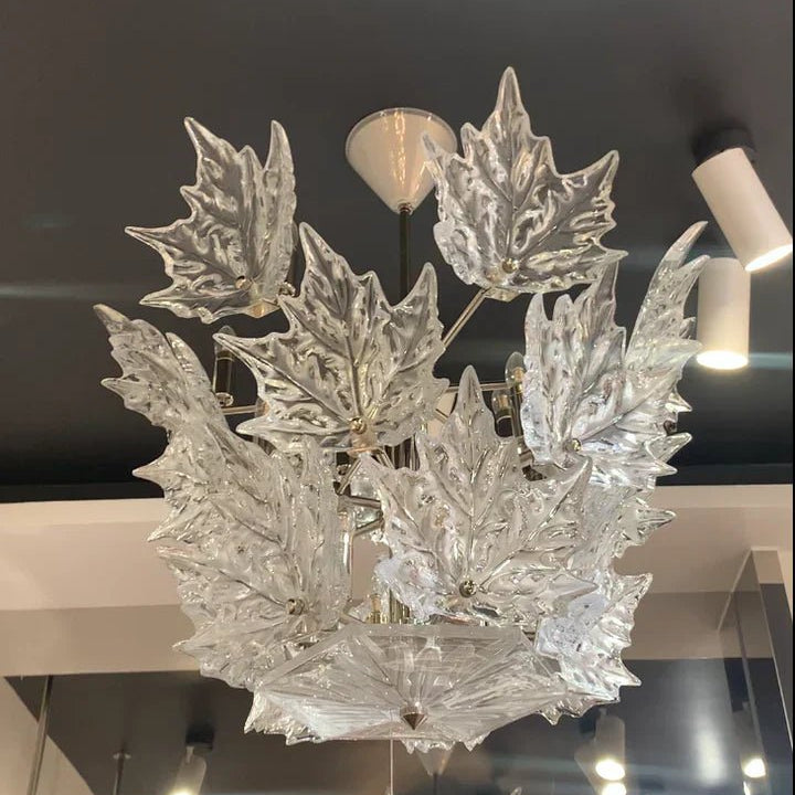 Modern Creative Clear Crystal Maple Leaf Chandelier for Living Room/Bedroom - 3 Tiers/D33.07''*H37.7''(D84cm*H96cm)Warm LightBlushlighting