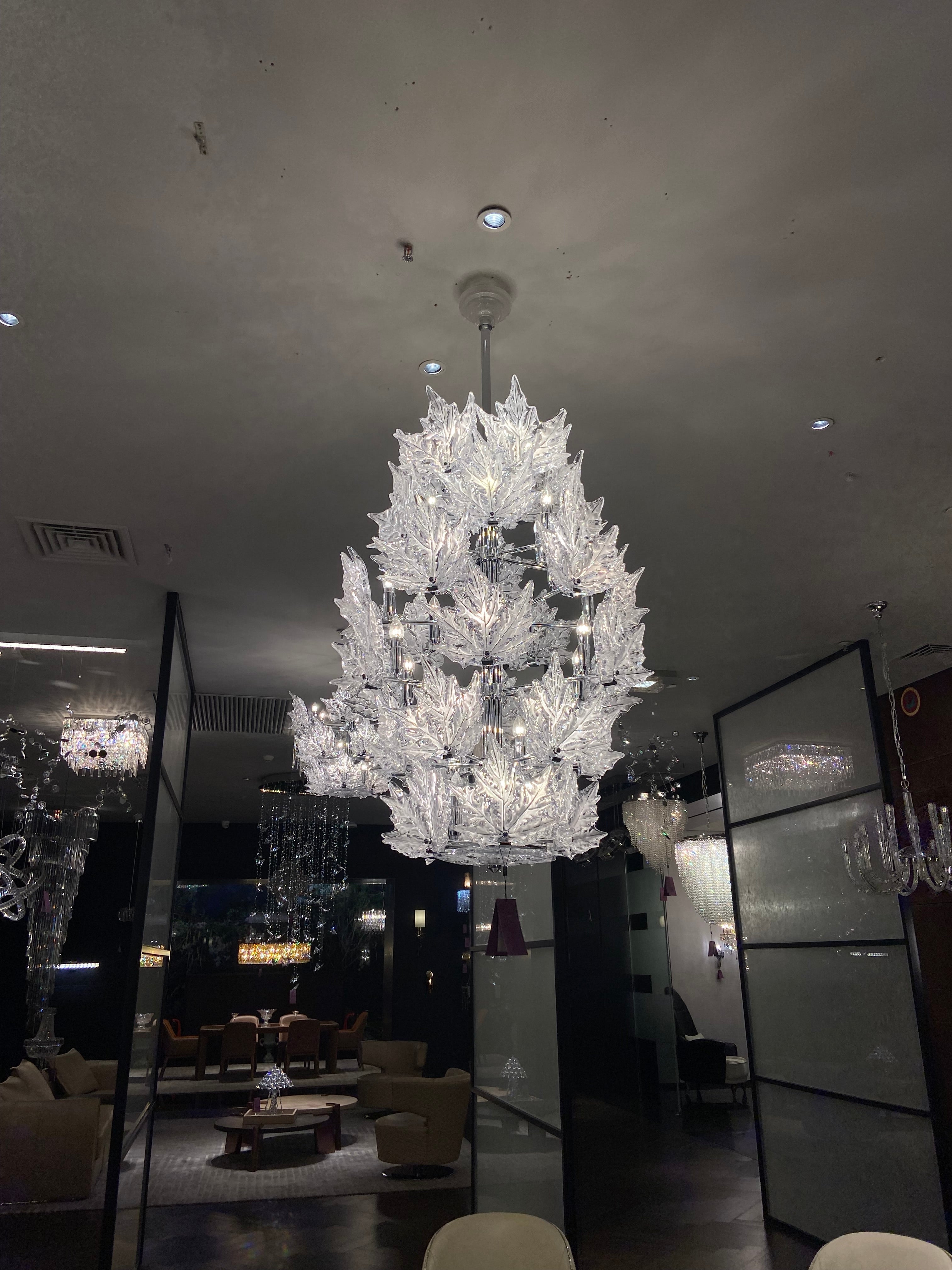 Modern Creative Clear Crystal Maple Leaf Chandelier for Living Room/Bedroom - 6 Tiers/D35.4"*H44.68"(D90cm*H113.5cm)Warm LightBlushlighting