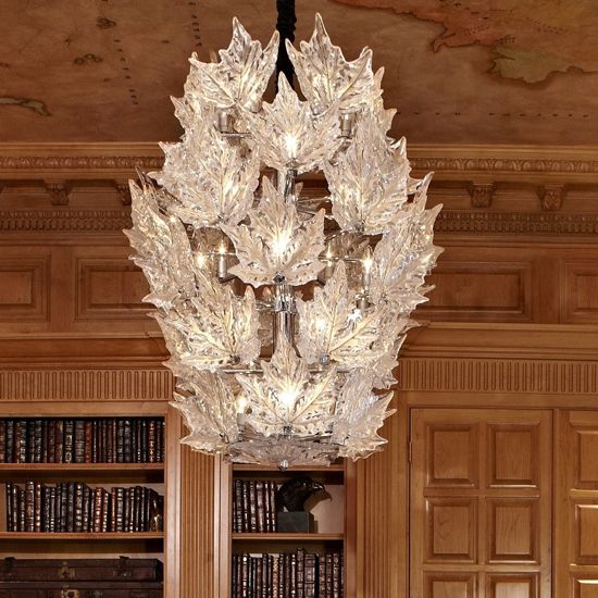 Modern Creative Clear Crystal Maple Leaf Chandelier for Living Room/Bedroom - 3 Tiers/D33.07''*H37.7''(D84cm*H96cm)Warm LightBlushlighting