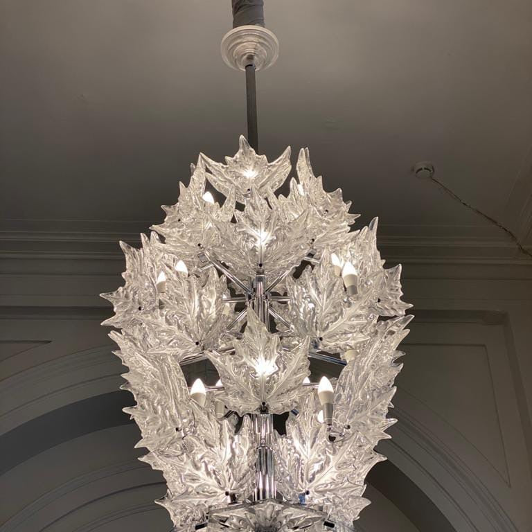 Modern Creative Clear Crystal Maple Leaf Chandelier for Living Room/Bedroom - 6 Tiers/D35.4"*H44.68"(D90cm*H113.5cm)Warm LightBlushlighting