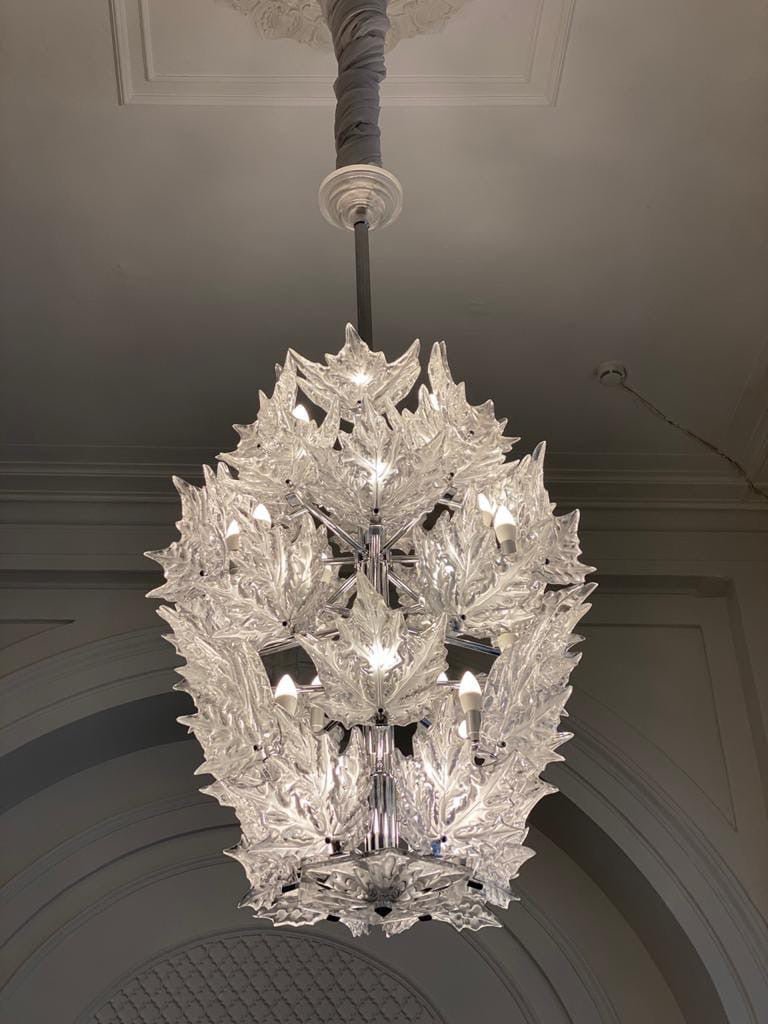 Modern Creative Clear Crystal Maple Leaf Chandelier for Living Room/Bedroom - 6 Tiers/D35.4"*H44.68"(D90cm*H113.5cm)Warm LightBlushlighting