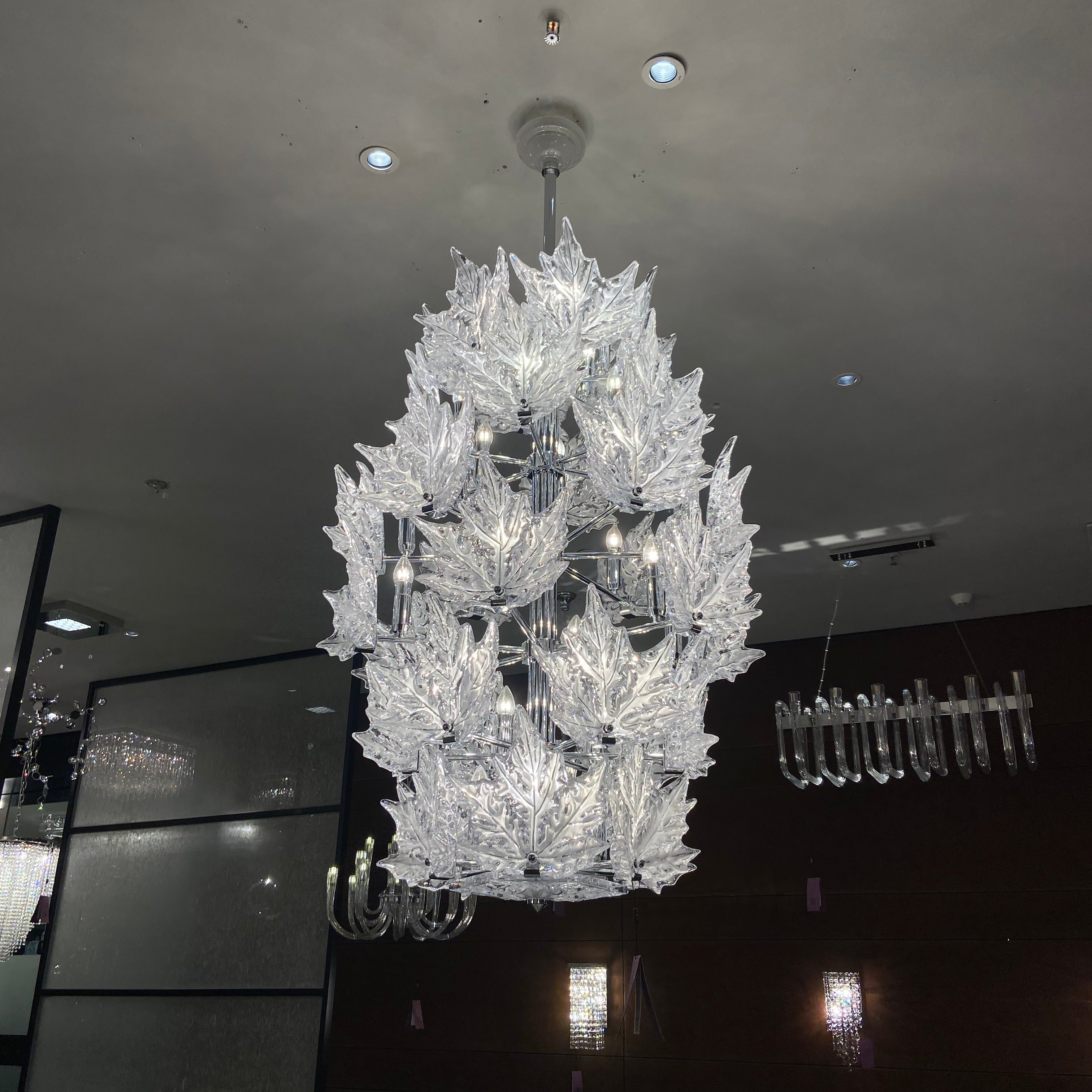 Modern Creative Clear Crystal Maple Leaf Chandelier for Living Room/Bedroom - 6 Tiers/D35.4"*H44.68"(D90cm*H113.5cm)Warm LightBlushlighting