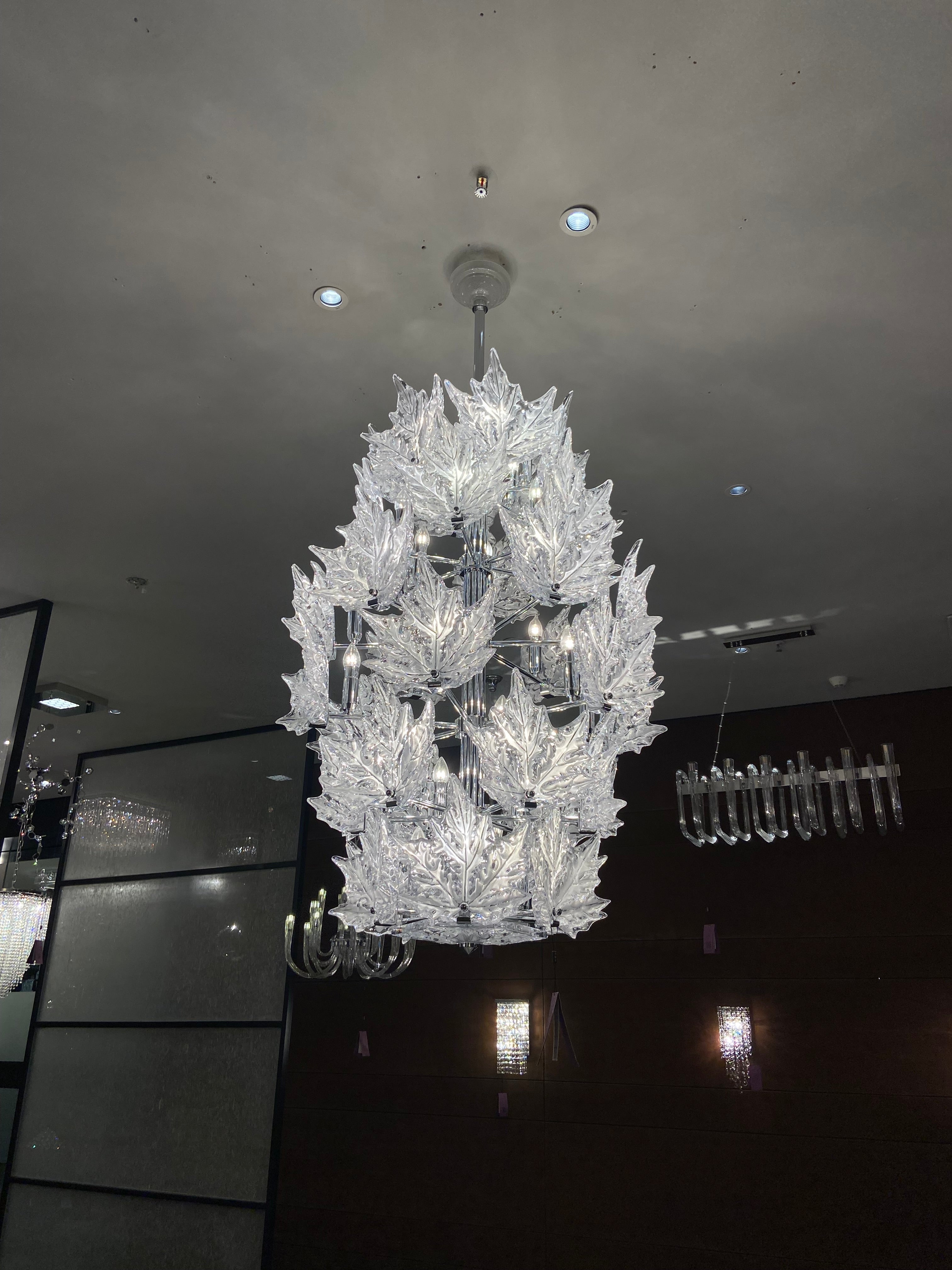 Modern Creative Clear Crystal Maple Leaf Chandelier for Living Room/Bedroom - 6 Tiers/D35.4"*H44.68"(D90cm*H113.5cm)Warm LightBlushlighting