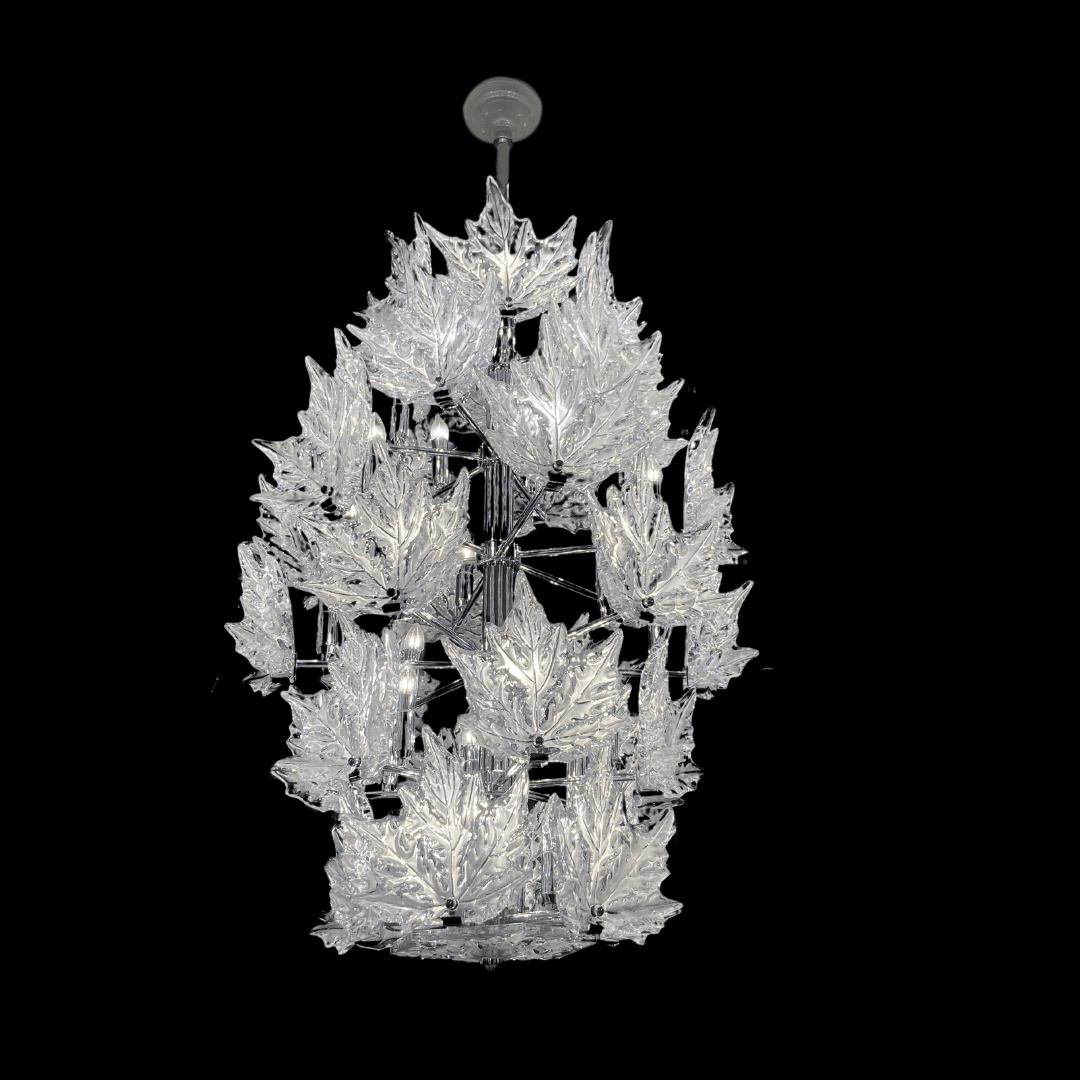 Modern Creative Clear Crystal Maple Leaf Chandelier for Living Room/Bedroom - 3 Tiers/D33.07''*H37.7''(D84cm*H96cm)Warm LightBlushlighting