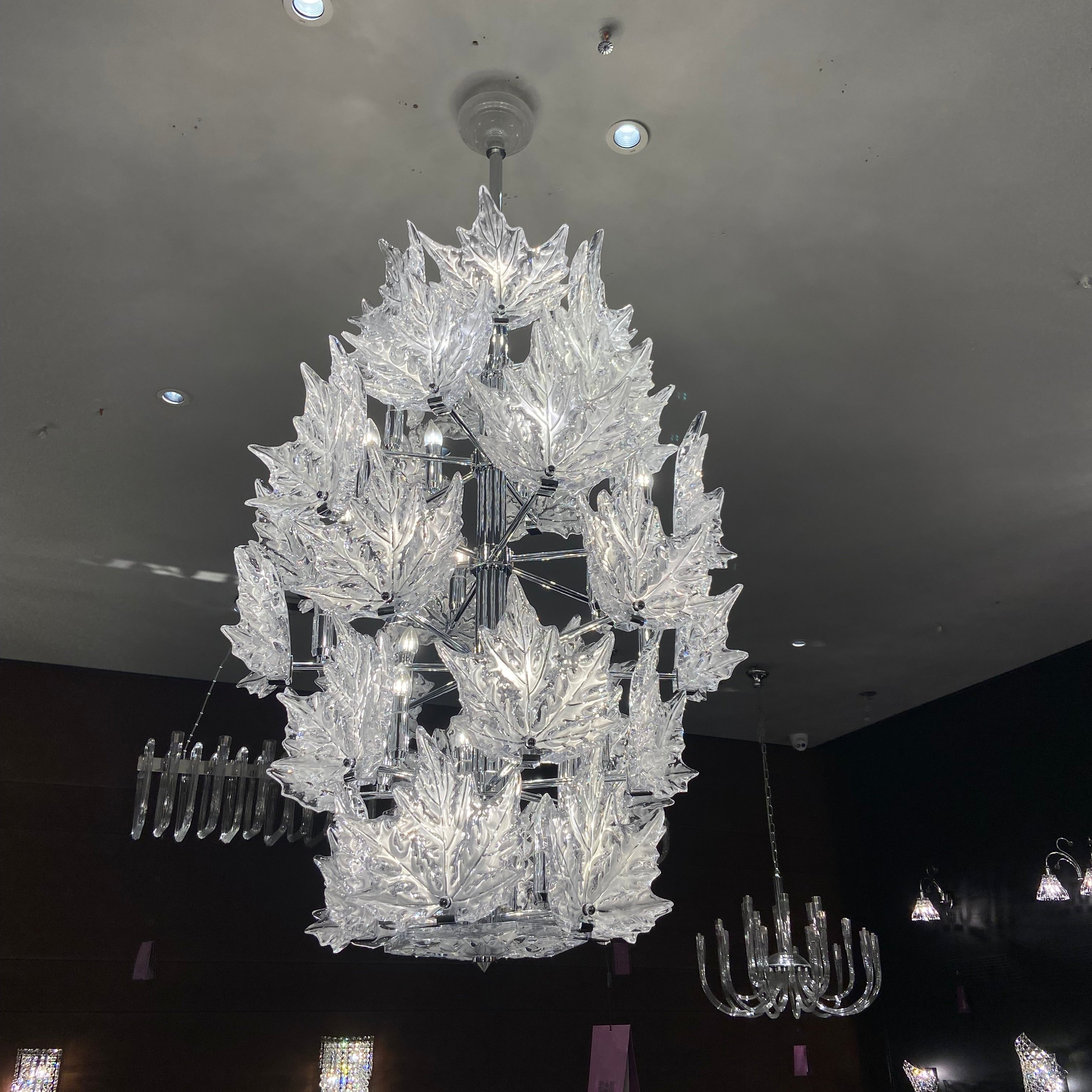 Modern Creative Clear Crystal Maple Leaf Chandelier for Living Room/Bedroom - 6 Tiers/D35.4"*H44.68"(D90cm*H113.5cm)Warm LightBlushlighting