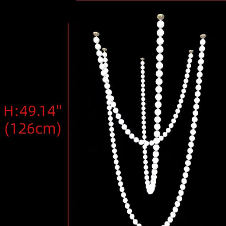 Modern Creative Pearl Necklace Chandelier - 12 Pearls/L78.7"With Metal DividerWarm LightBlushlighting