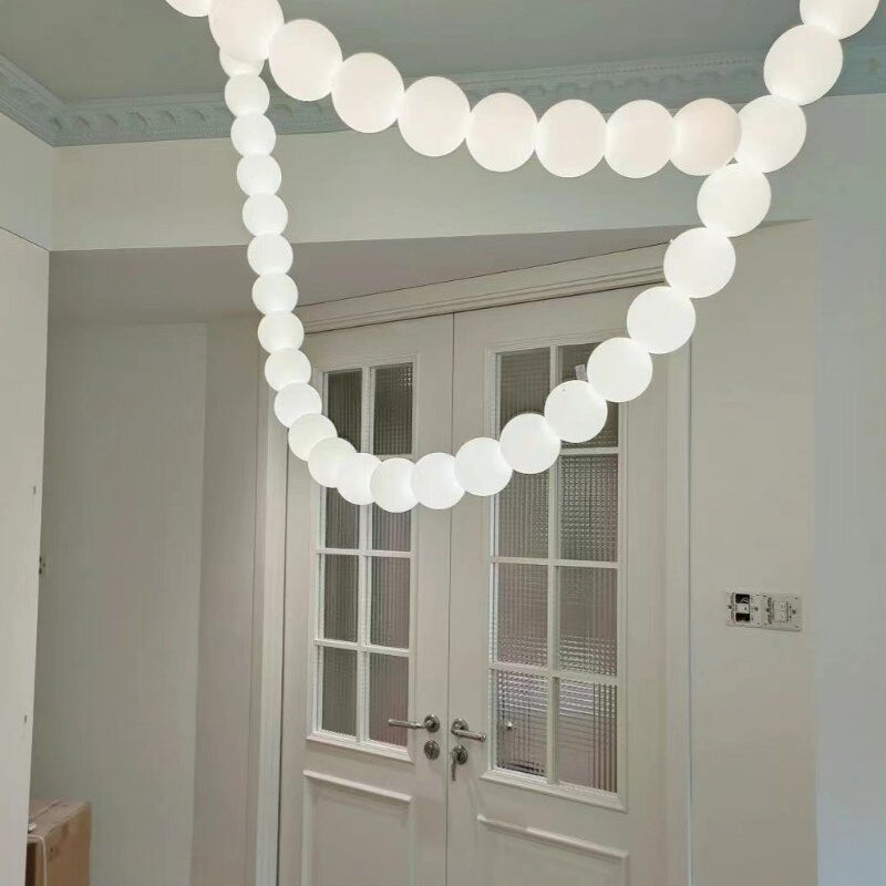 Modern Creative Pearl Necklace Chandelier - 12 Pearls/L78.7"With Metal DividerWarm LightBlushlighting