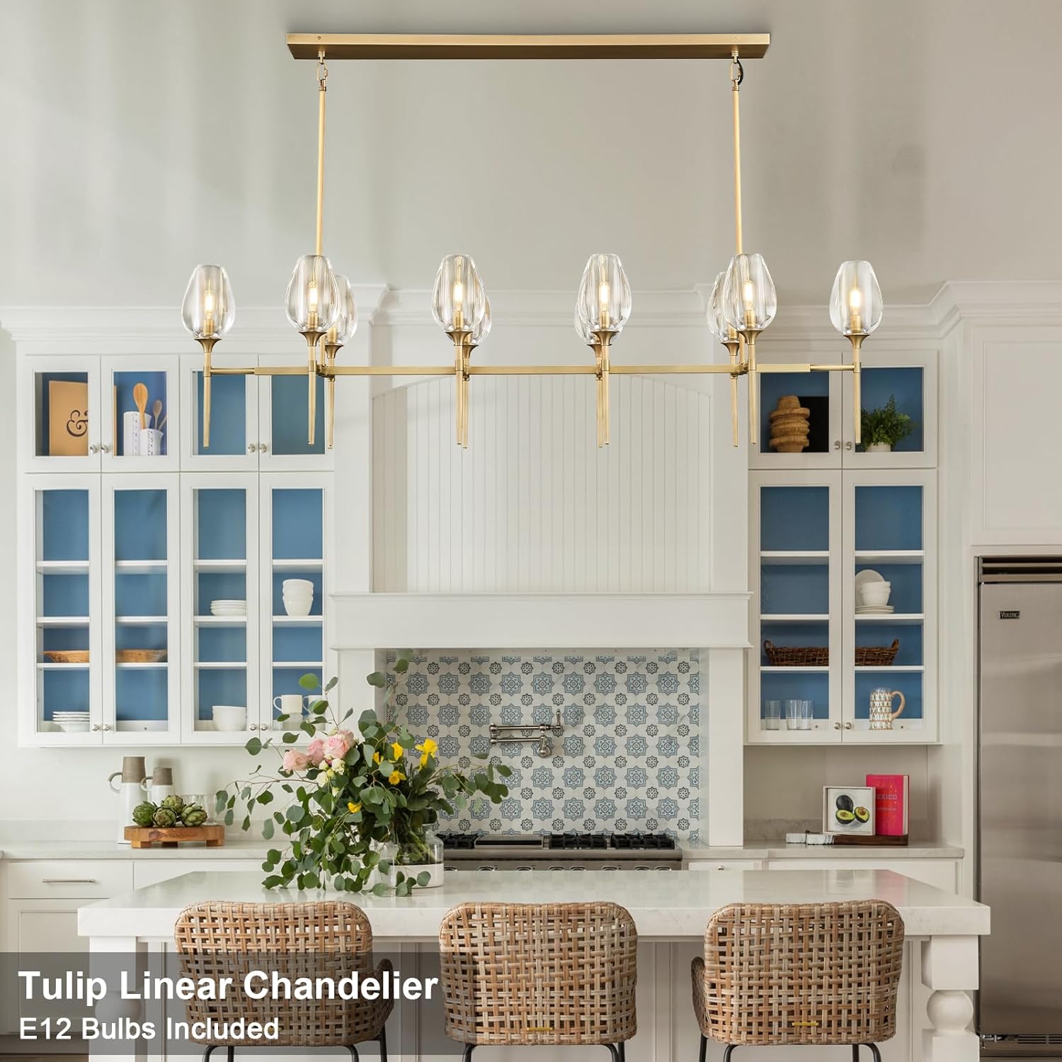 Modern Crystal Chandelier 10 Lights Brass 65in Gold Rectangle K9 Pendant Light - Brass - 10 Lights - RectangleBlushlighting