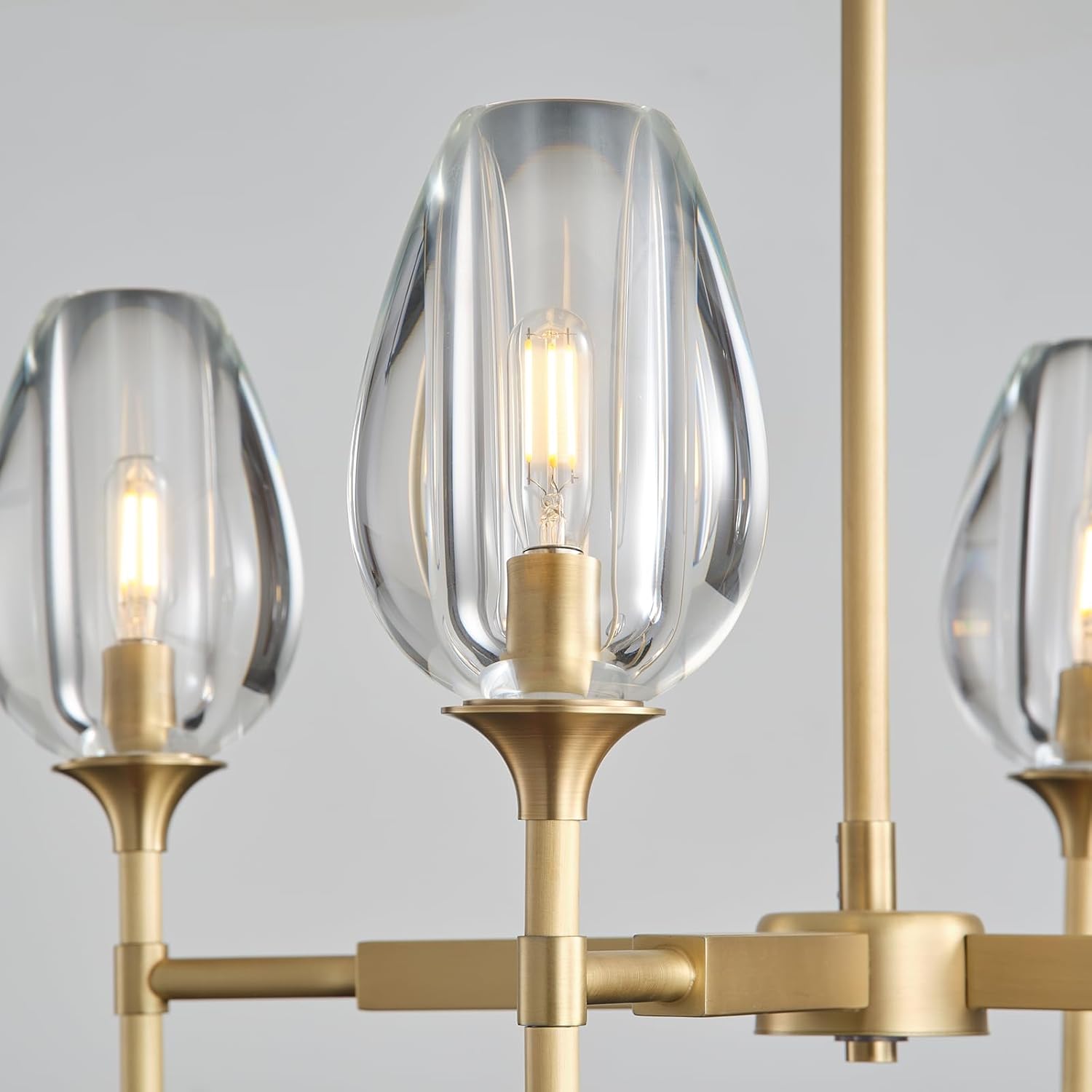 Modern Crystal Chandelier 10 Lights Brass 65in Gold Rectangle K9 Pendant Light - Brass - 10 Lights - RectangleBlushlighting