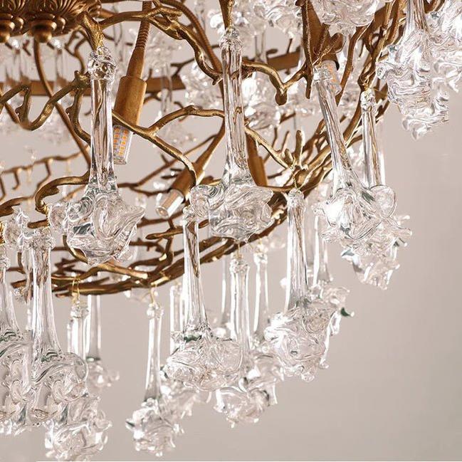 Modern Crystal Drop Brass Branch Chandelier-Blushlighting-Blushlighting