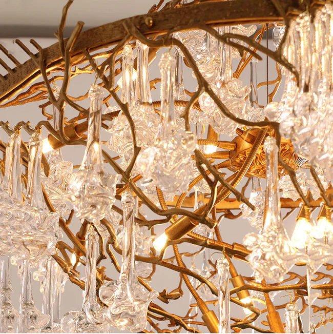 Modern Crystal Drop Brass Branch Chandelier-Blushlighting-Blushlighting