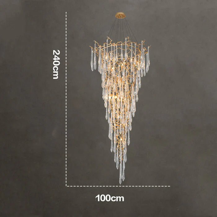 Modern Crystal Droplet Branch Staircase Chandelier - DIAMETER 100 CM(39.3IN) X HEIGHT 135 CM(53 IN)Blushlighting