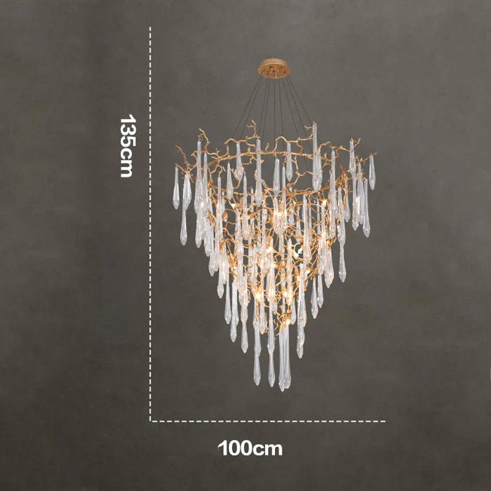 Modern Crystal Droplet Branch Staircase Chandelier - DIAMETER 100 CM(39.3IN) X HEIGHT 135 CM(53 IN)Blushlighting