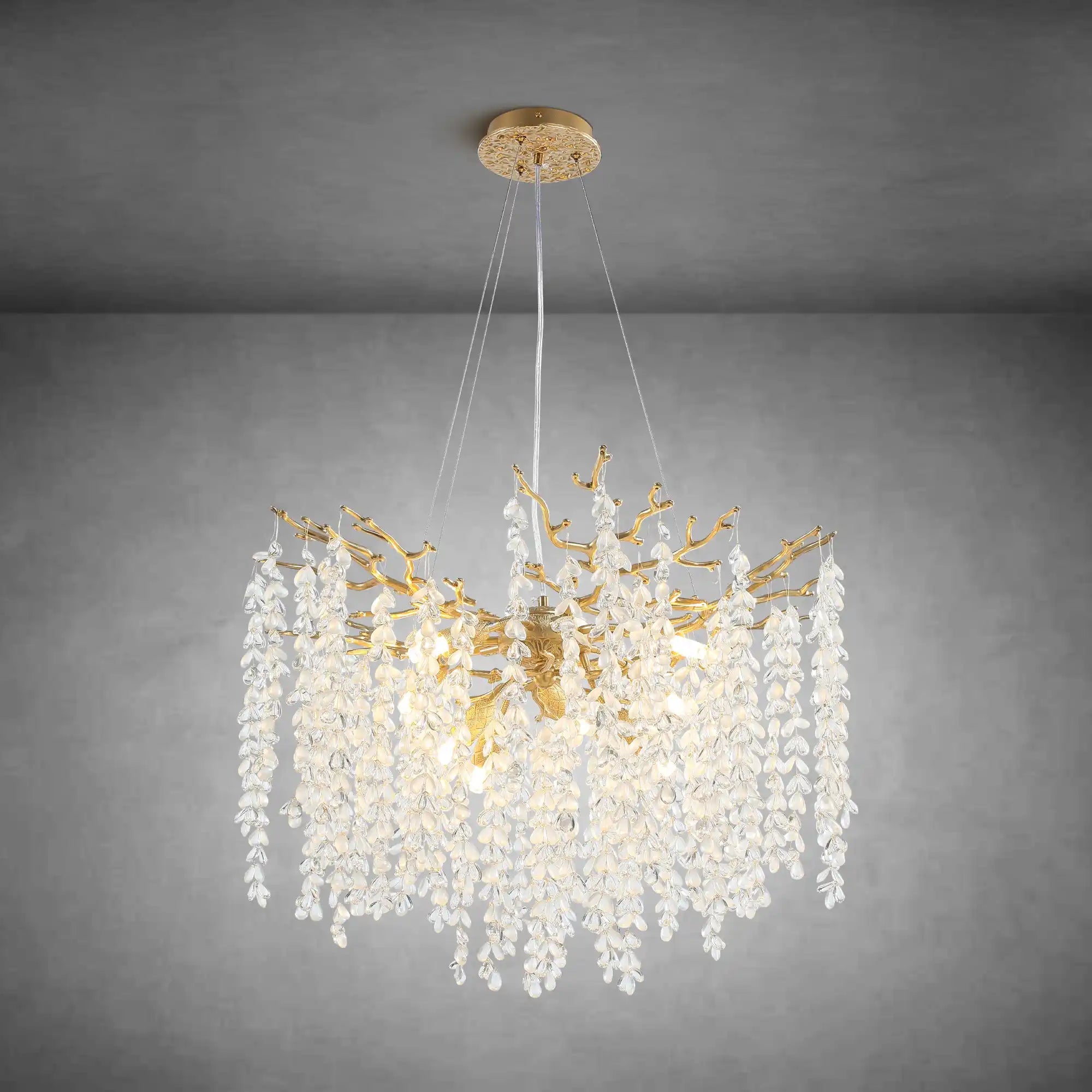 Modern Crystal Tree Branch Chandelier for Living Room 24 Inch - GoldBlushlighting