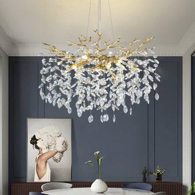 Modern Crystal Tree Branch Chandelier for Living Room - GoldBlushlighting
