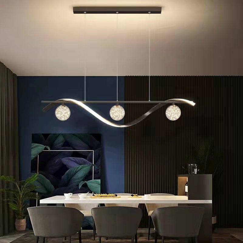 Modern Dining Room Chandelier Concise Style Glass Ball Starlight Ceiling Lamp Luxury Bar Counter Light - L39.4"*H118.1"/2.1 kgBlackWarm LightBlushlighting