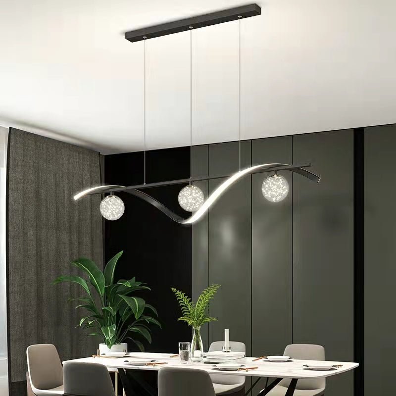 Modern Dining Room Chandelier Concise Style Glass Ball Starlight Ceiling Lamp Luxury Bar Counter Light - L39.4"*H118.1"/2.1 kgBlackWhite LightBlushlighting