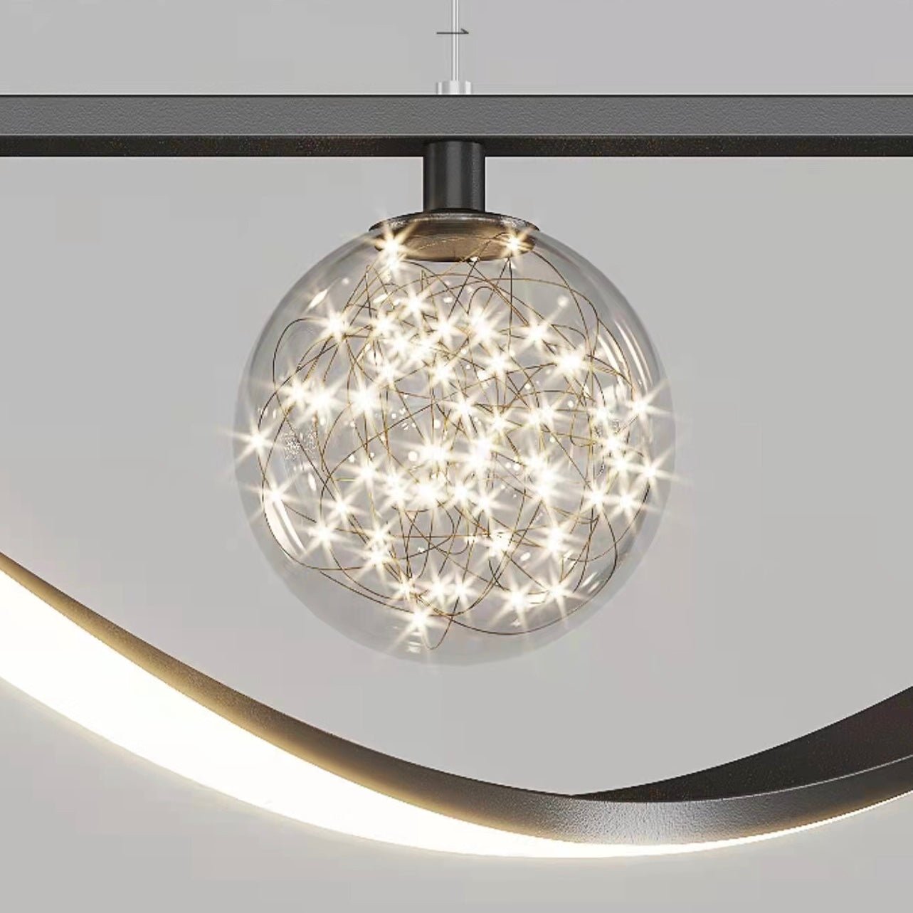 Modern Dining Room Chandelier Concise Style Glass Ball Starlight Ceiling Lamp Luxury Bar Counter Light - L39.4"*H118.1"/2.1 kgGoldWhite LightBlushlighting