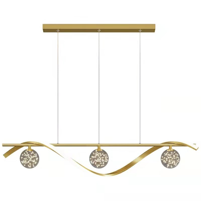 Modern Dining Room Chandelier Concise Style Glass Ball Starlight Ceiling Lamp Luxury Bar Counter Light - L39.4"*H118.1"/2.1 kgGoldWhite LightBlushlighting