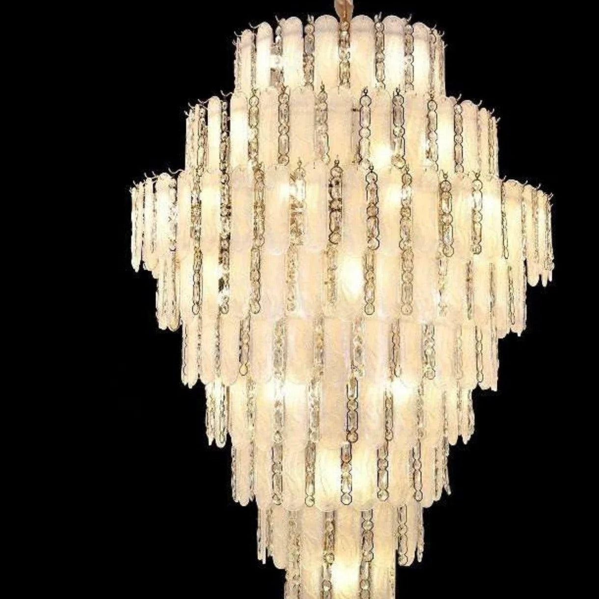 Modern Feather Crystal Chandelier in Chrome/Gold Finish for High/Low-ceiling - D39.4"*H59.1"(D100cm*H150cm)GoldBlushlighting