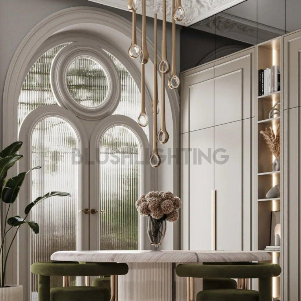 Modern Floating Long Gold Pendant Celing Chandelier for Living Room/High - ceiling - Without Canopy/D39.37"*H106.3"(D100cm*H270cm)Blushlighting