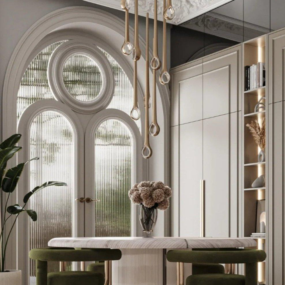 Modern Floating Long Gold Pendant Celing Chandelier for Living Room/High - ceiling - Without Canopy/D39.37"*H106.3"(D100cm*H270cm)Blushlighting