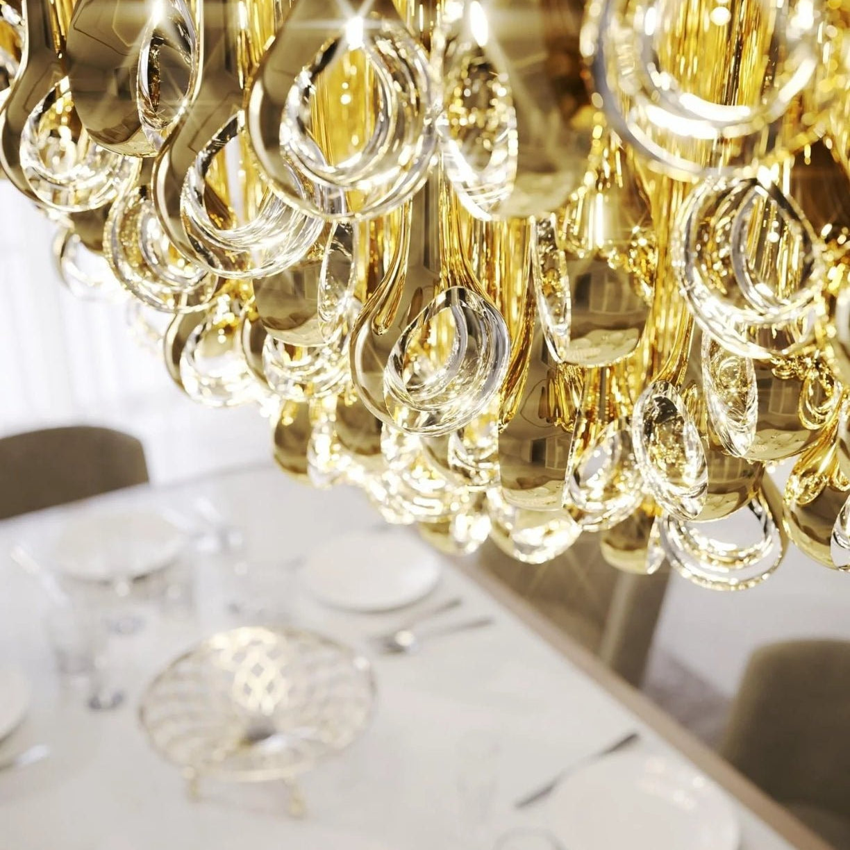 Modern Floating Long Gold Pendant Celing Chandelier for Living Room/High - ceiling - Without Canopy/D74.8"*H267.7"(D190cm*H680cm)Blushlighting