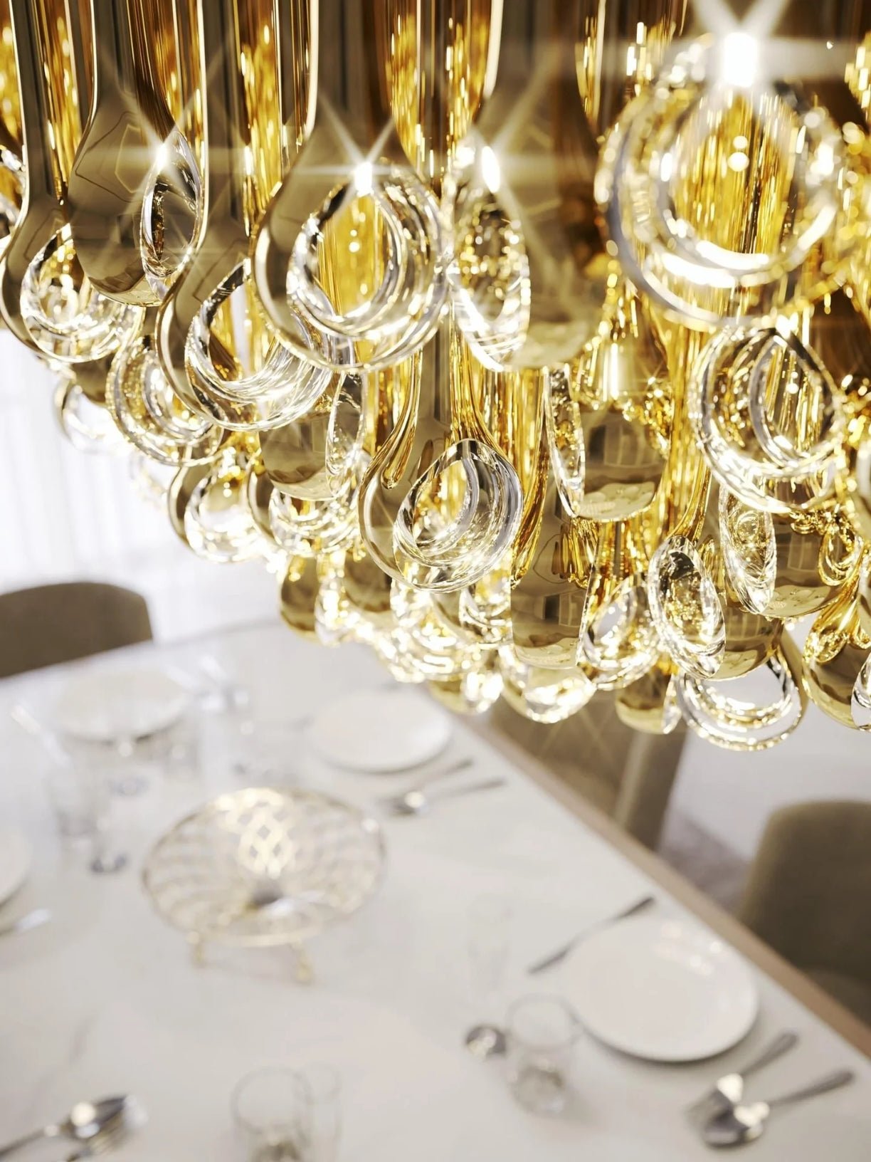 Modern Floating Long Gold Pendant Celing Chandelier for Living Room/High - ceiling - Without Canopy/D74.8"*H267.7"(D190cm*H680cm)Blushlighting