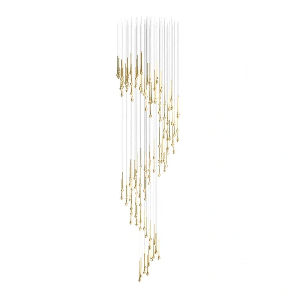 Modern Floating Long Gold Pendant Celing Chandelier for Living Room/High - ceiling - Without Canopy/D74.8"*H267.7"(D190cm*H680cm)Blushlighting
